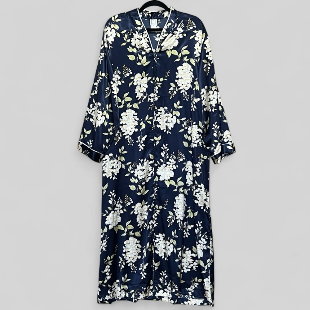 Vintage Eve Stillman Floral Satin Robe. Women’s Size Large